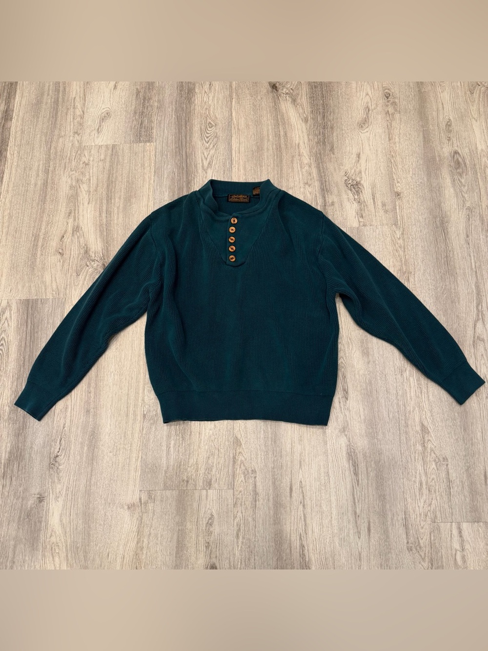 Eddie Bauer Dark Green Cotton Henley Sweater Size XL